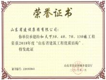 和天下3#、4#、7#、13#樓獲2018年度“山東省建筑工程優(yōu)質(zhì)結(jié)構(gòu)”